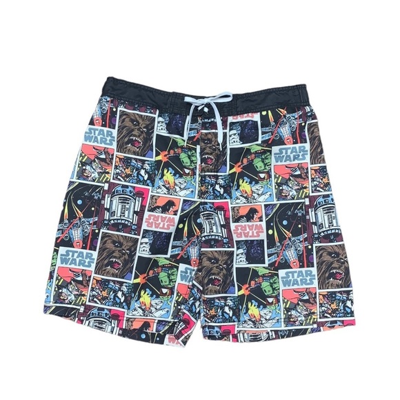 Star Wars Board Shorts Men’s‎ Size Large Black White  Comic Swimwear Collectible - Picture 1 of 7